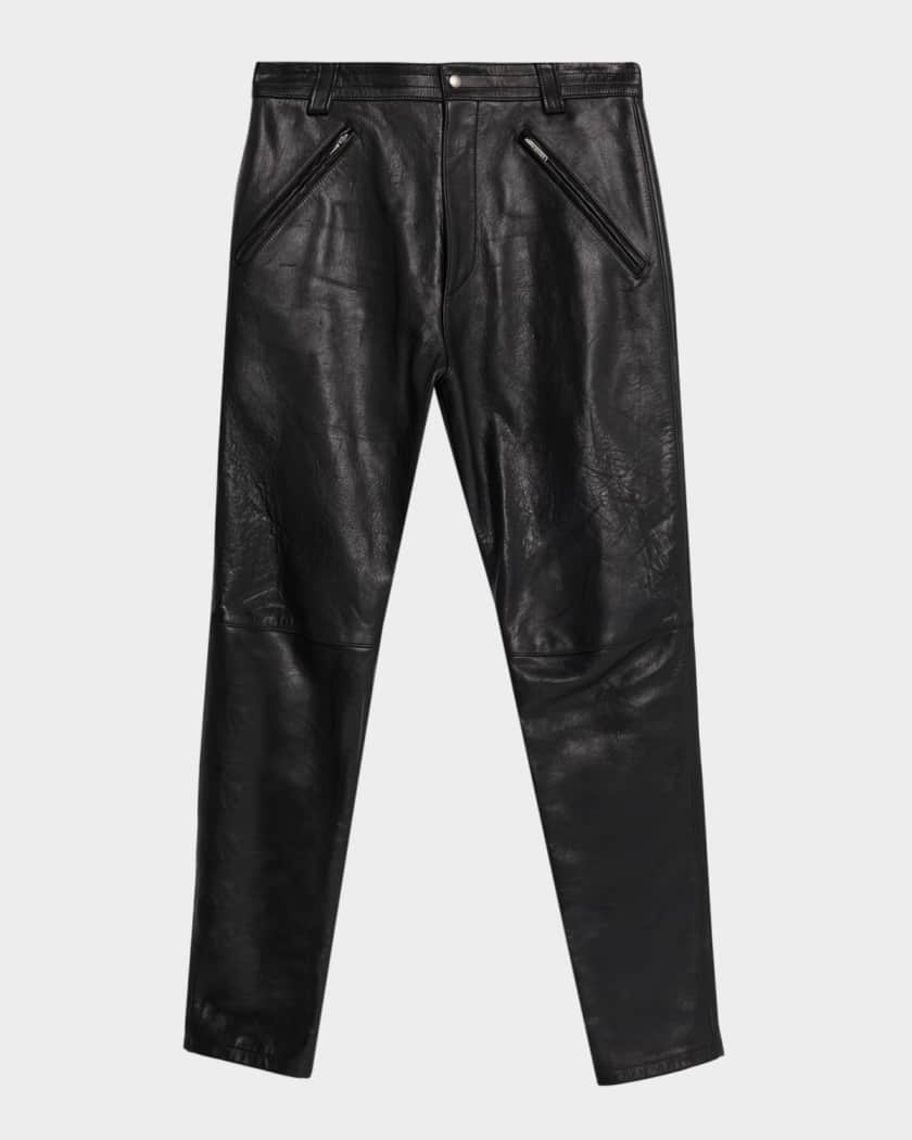 Men's Slim Textured Leather Pants