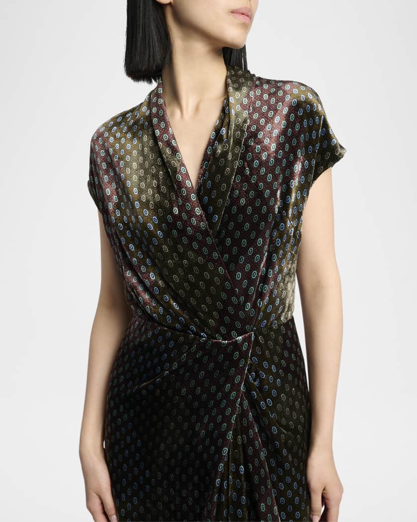 Dries Van Noten Dilian Silk Wrap Midi Dress | Neiman Marcus