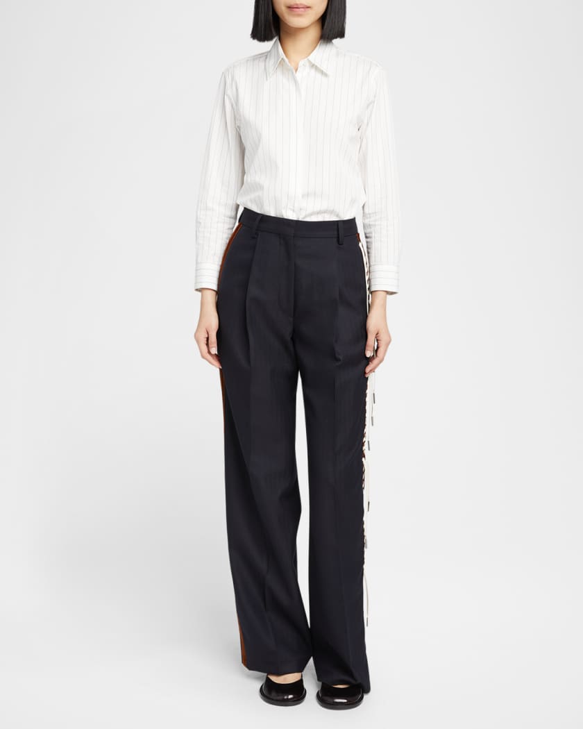 DRIES VAN NOTEN スラックス　size46 DRIES VAN NOTEN wide tapered Pants wool blue 46 Used | eBay