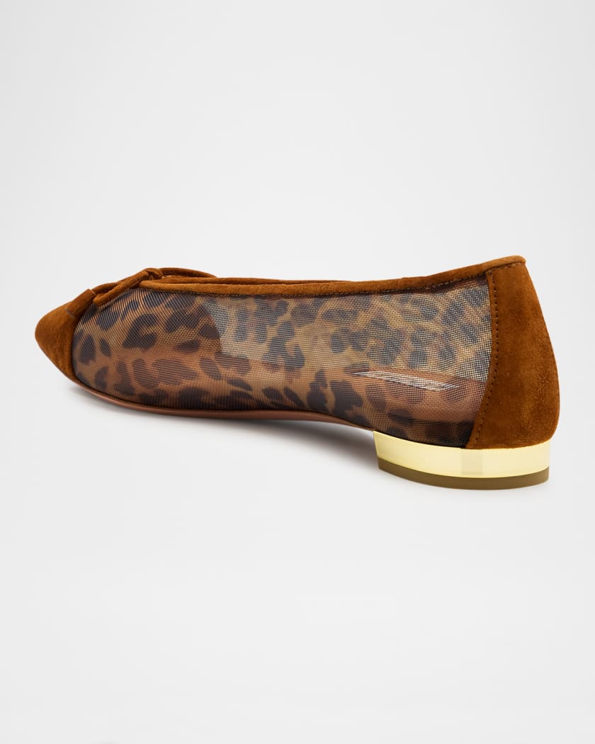 Gioia Leopard Mesh and Suede Ballet Flats