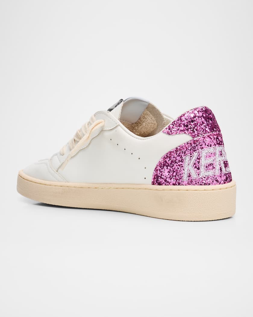 Girl's Ballstar Leather Glitter Star Sneakers, Toddlers/Kids