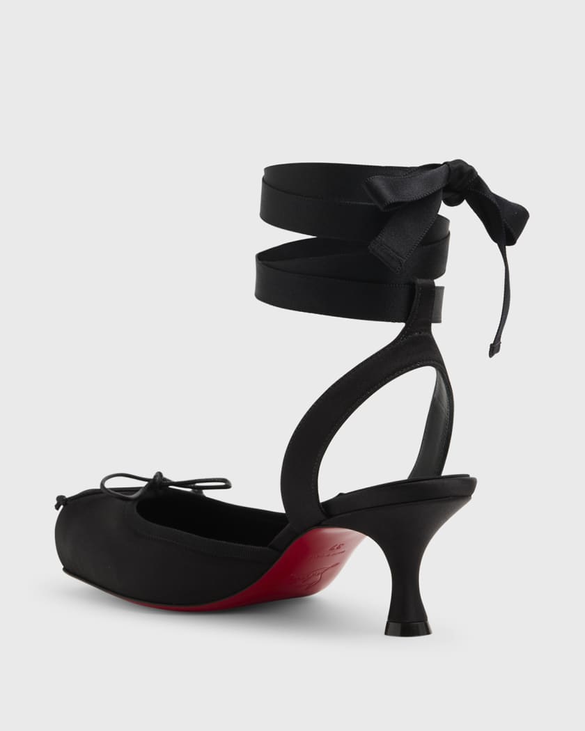 55mm Cassia Lace-Up Satin Ballet Pumps