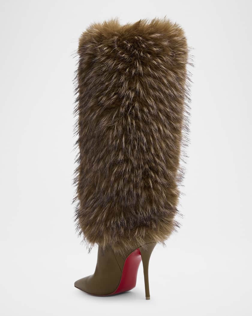 100mm Yangzee Faux Fur Leather Knee-High Boots
