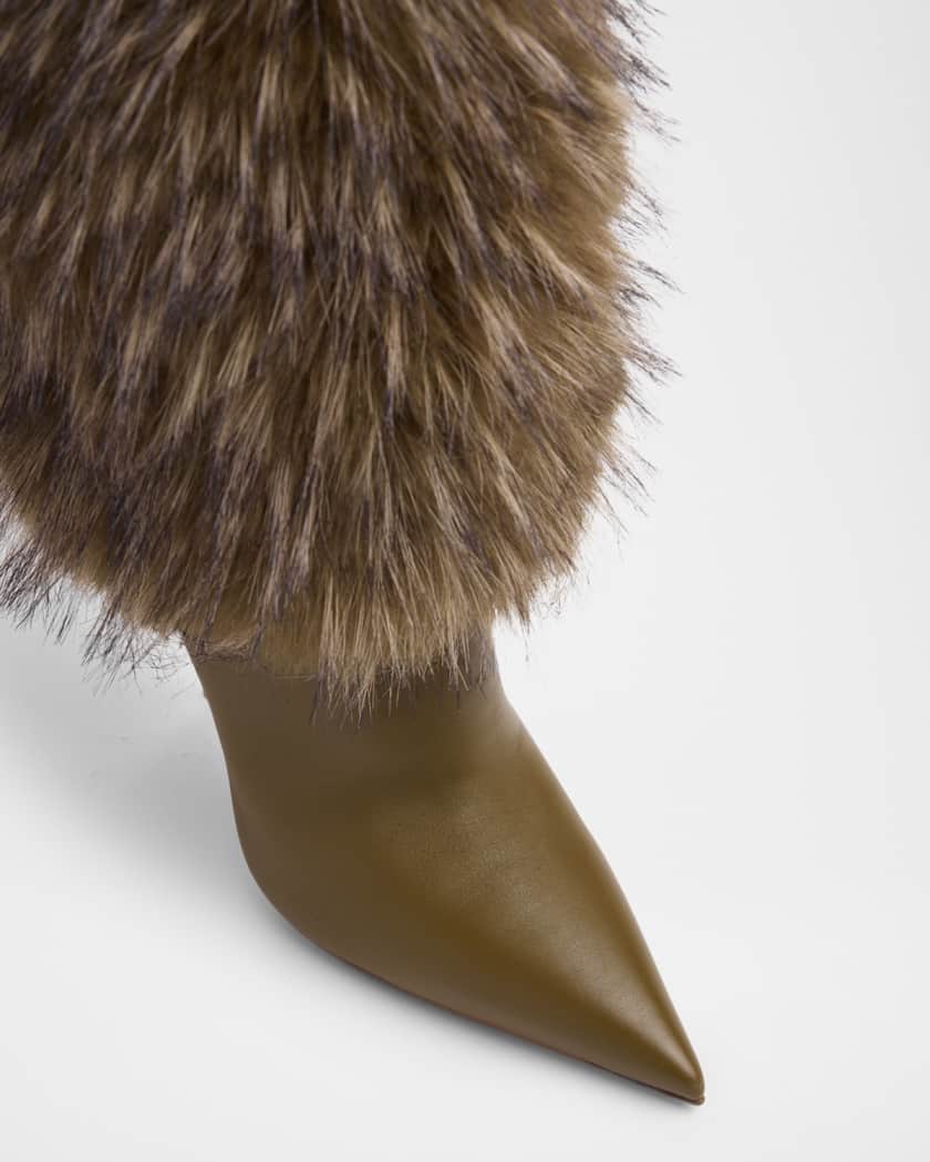 100mm Yangzee Faux Fur Leather Knee-High Boots
