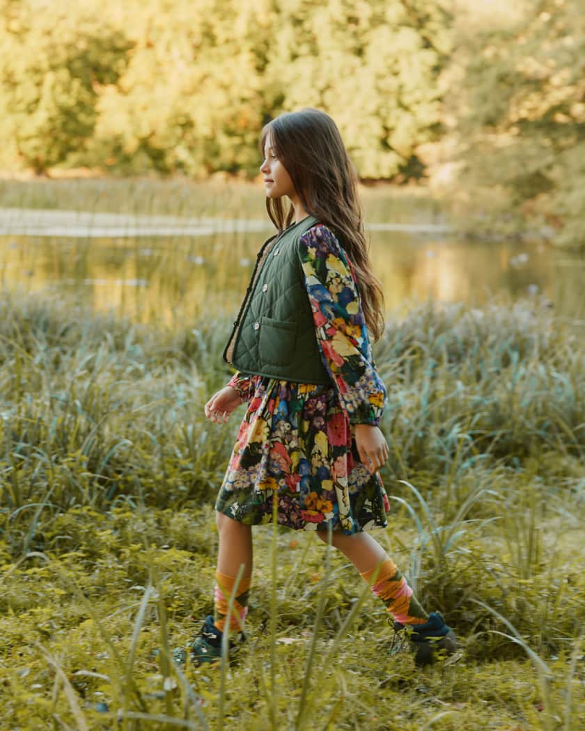 Girl's Cocos Floral Long-Sleeve Dress Neiman Marcus