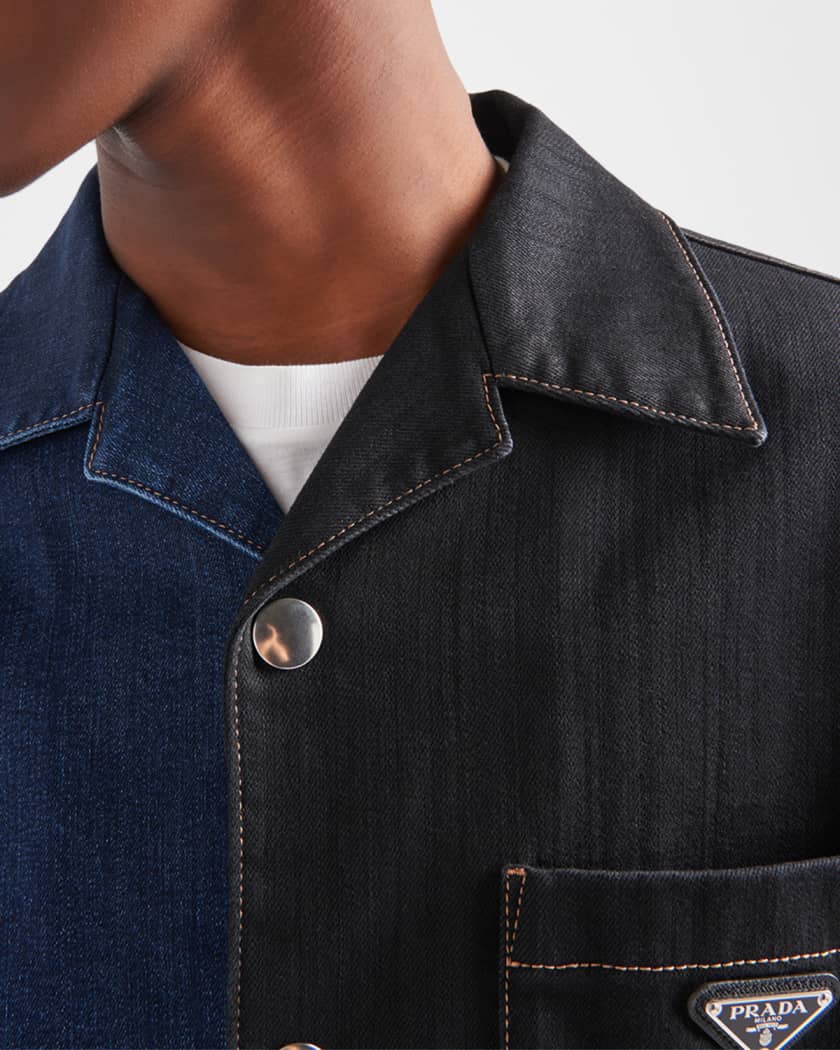 Men's Double Match Denim Bowling Shirt