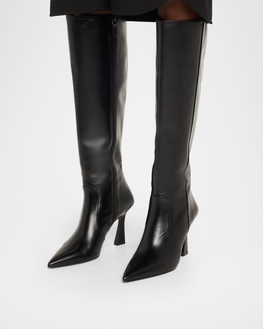 85mm Vinnie Leather Knee-High Boots