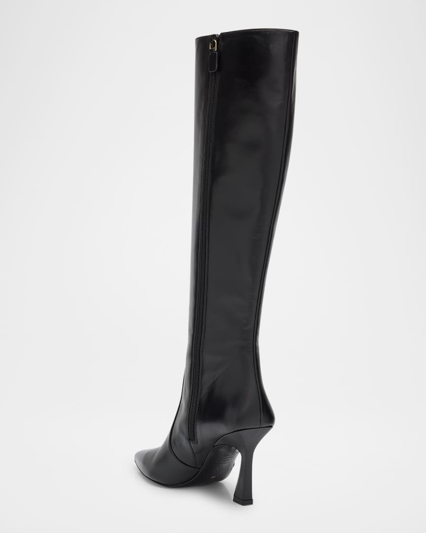 85mm Vinnie Leather Knee-High Boots