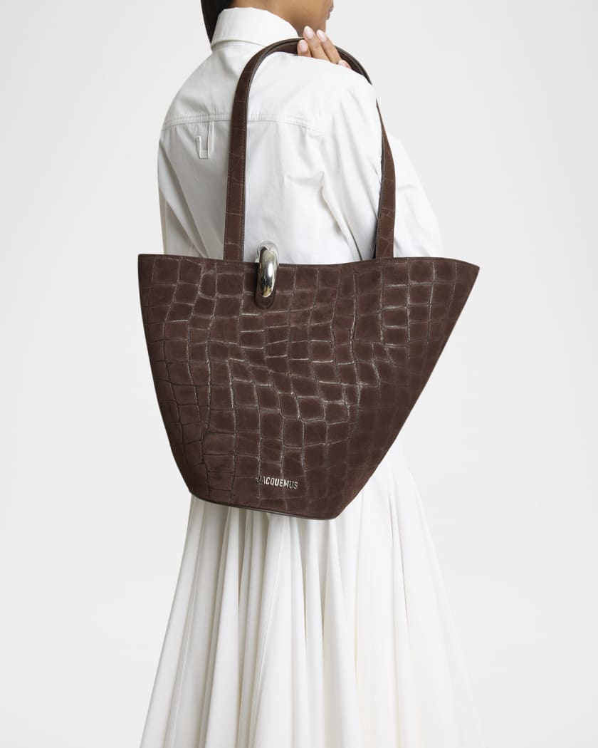 ハンドバッグ JACQUEMUS LA BAMBOLA MOYEN HANDBAG Jacquemus Le Bambola Moyen Croc-Embossed Suede Tote Bag