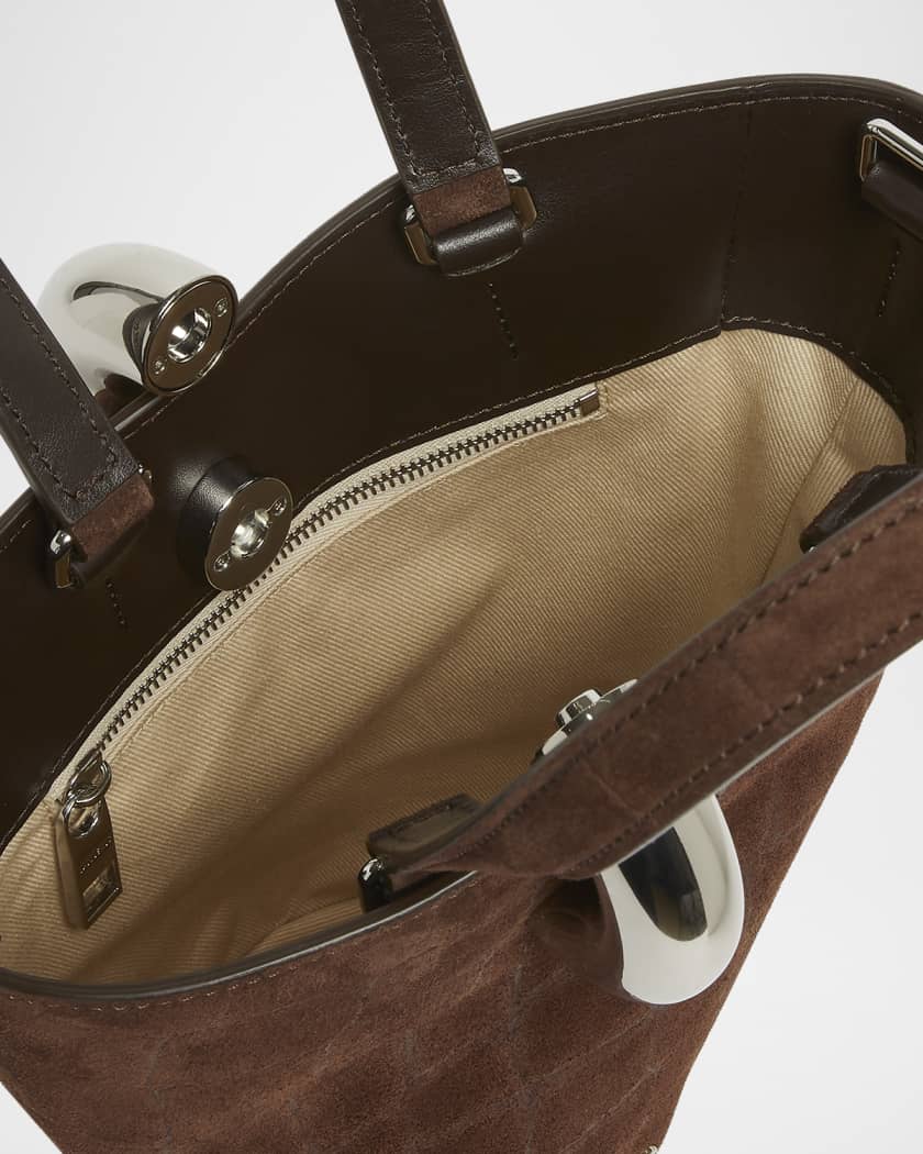Le Petit Bambola Croc-Embossed Suede Shoulder Bag 
