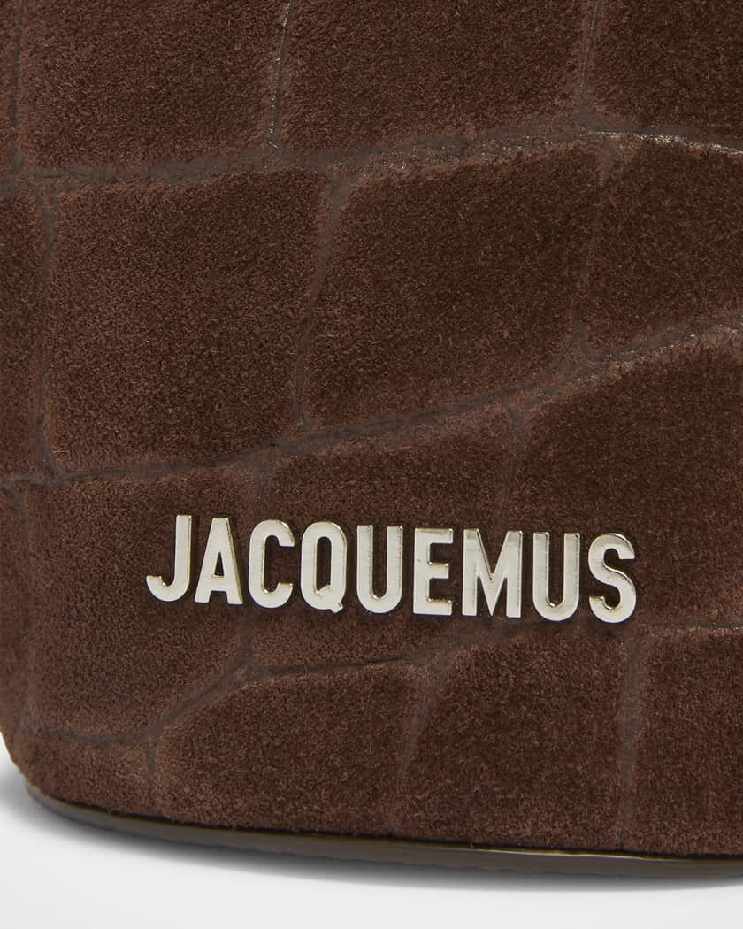 Le Petit Bambola Croc-Embossed Suede Shoulder Bag 