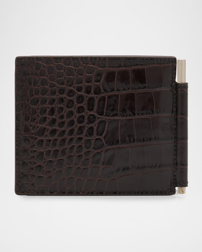 TOM FORD Men's Exotic Line Croc-Effect Money Clip Wallet | Neiman