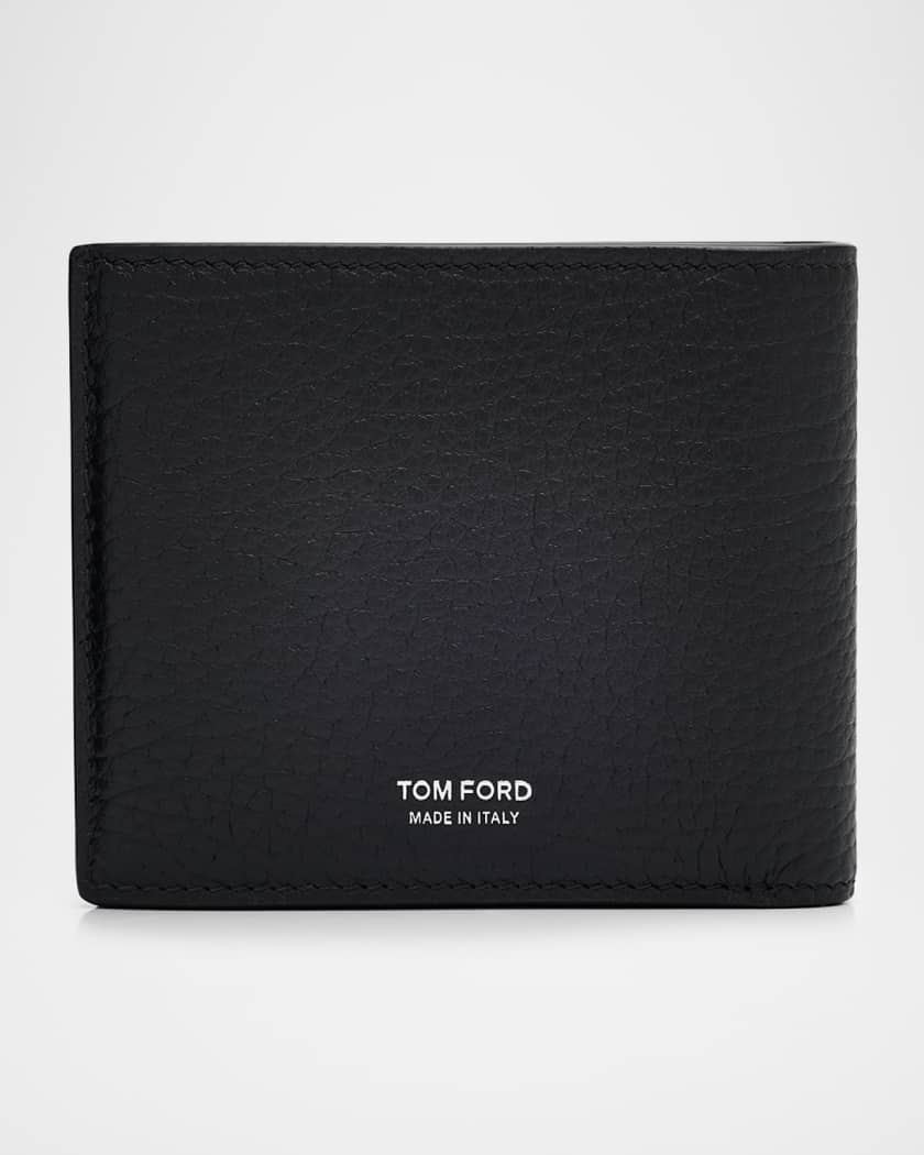 Men's Leather Elongated T Line Bifold Wallet