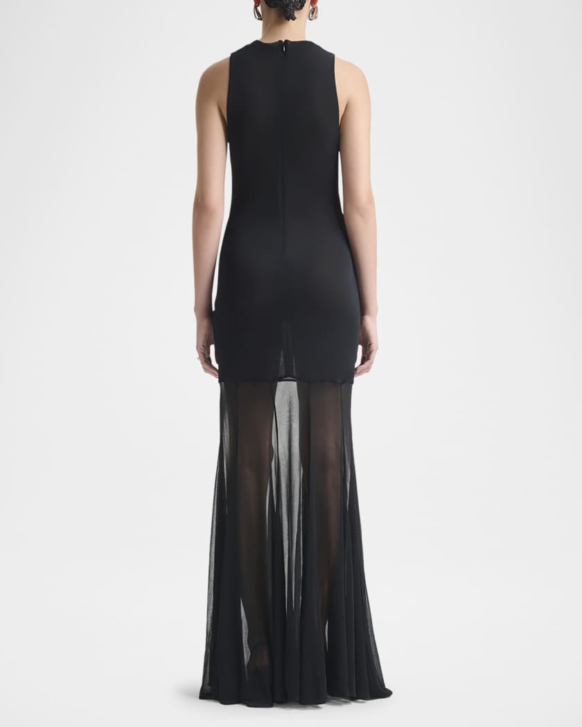 Alicka Turtleneck Sleeveless Sheer Maxi Dress