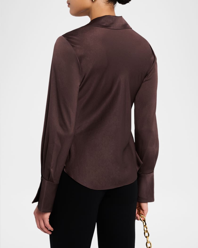 Symone Long-Sleeve Cowl-Neck Top