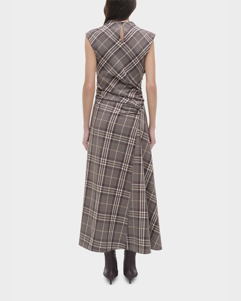 Burke Draped Plaid Midi Dress