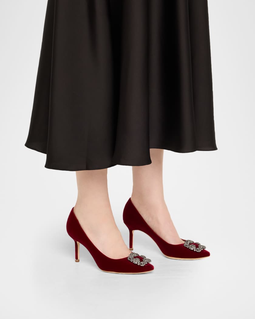 Hangisi Velvet Pumps with Crystal Buckle