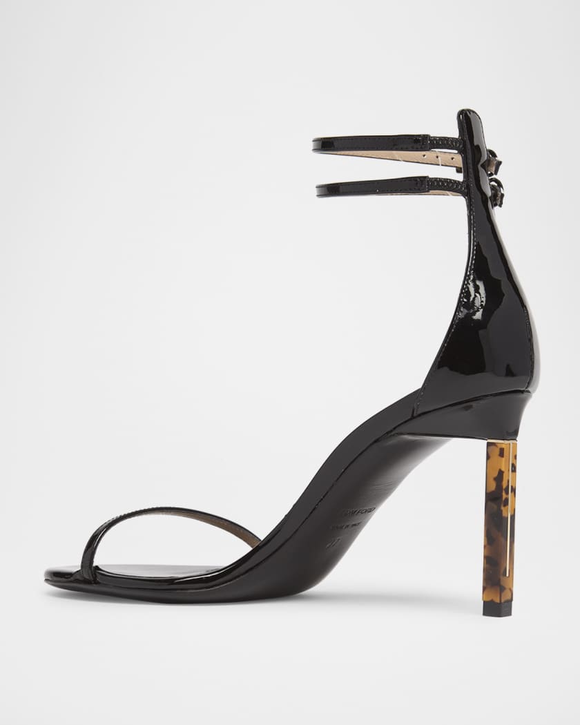 Patent Leather Double Ankle Strap Sandals