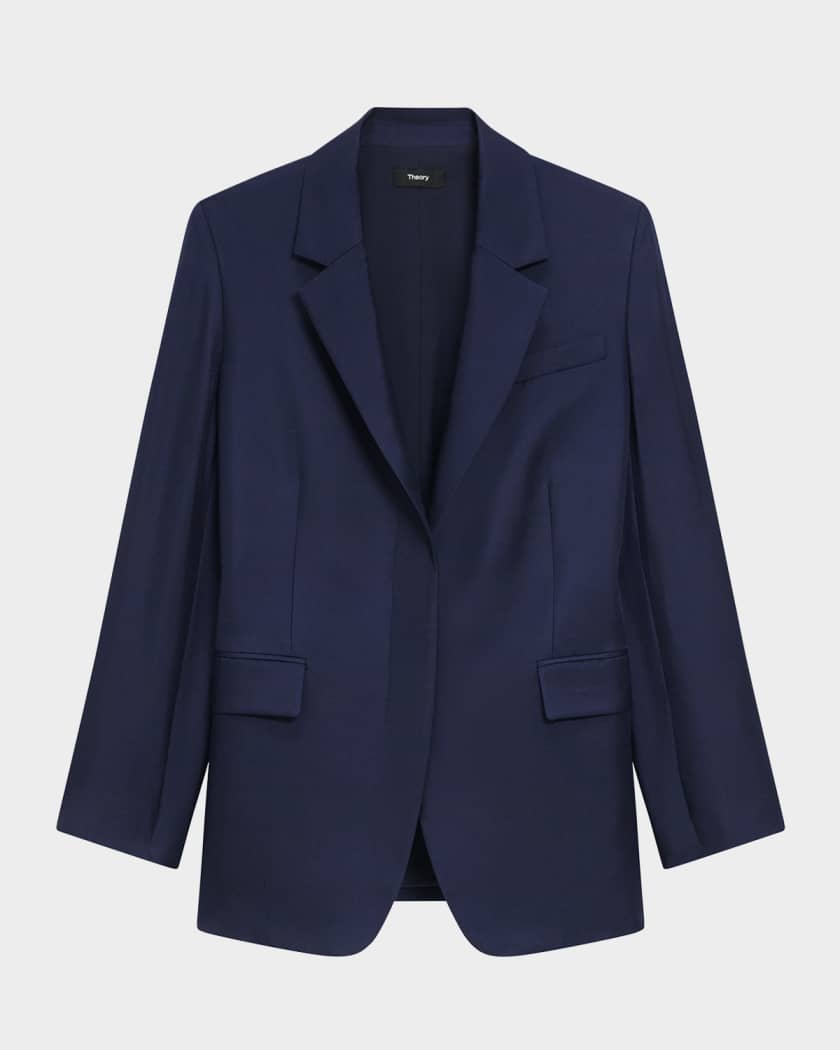 Theory Relaxed Silk Cinch Blazer | Neiman Marcus