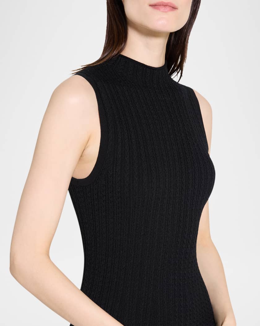 Sleeveless Cable-Knit Midi Dress