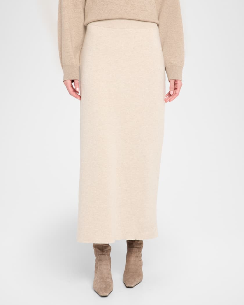 Brunello Cucinelli Cashmere Double Knit Maxi Pull-On Skirt