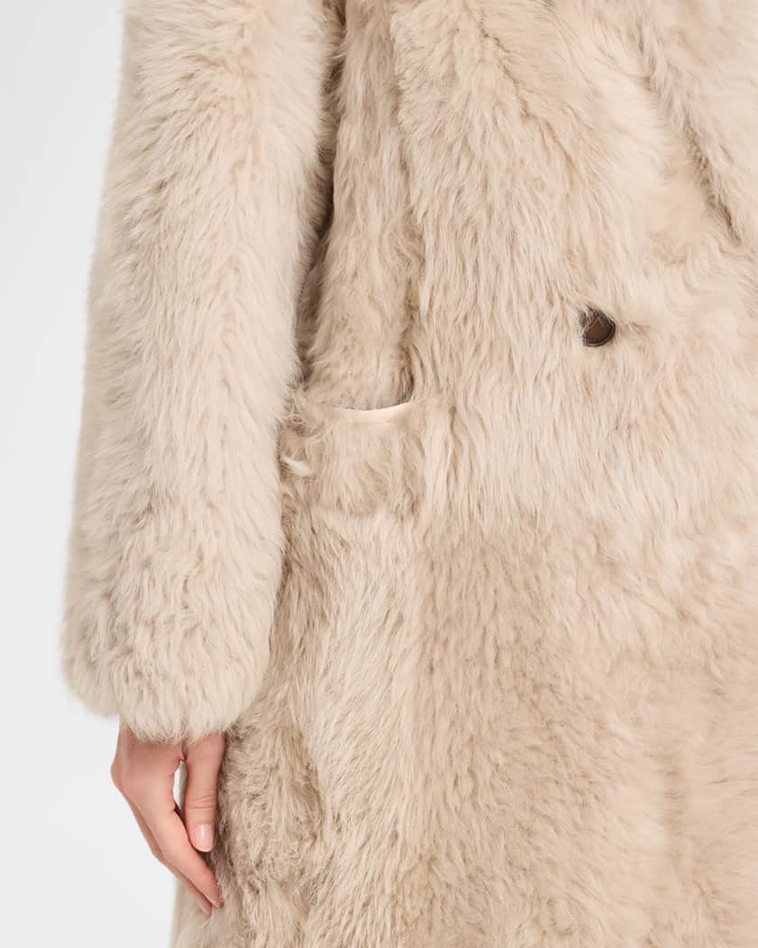 Brunello Cucinelli Vintage Lamb Shearling Double-Breasted Coat