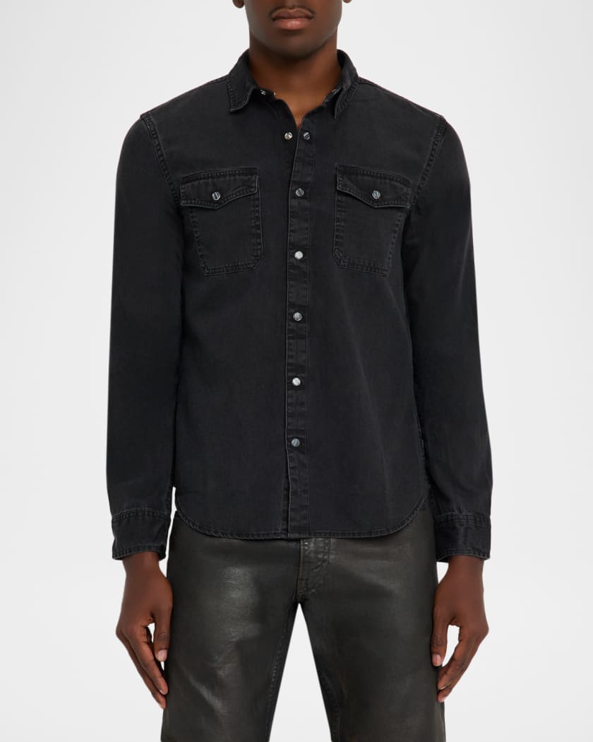 Men's Otto Black Denim Snap-Front Western Shirt