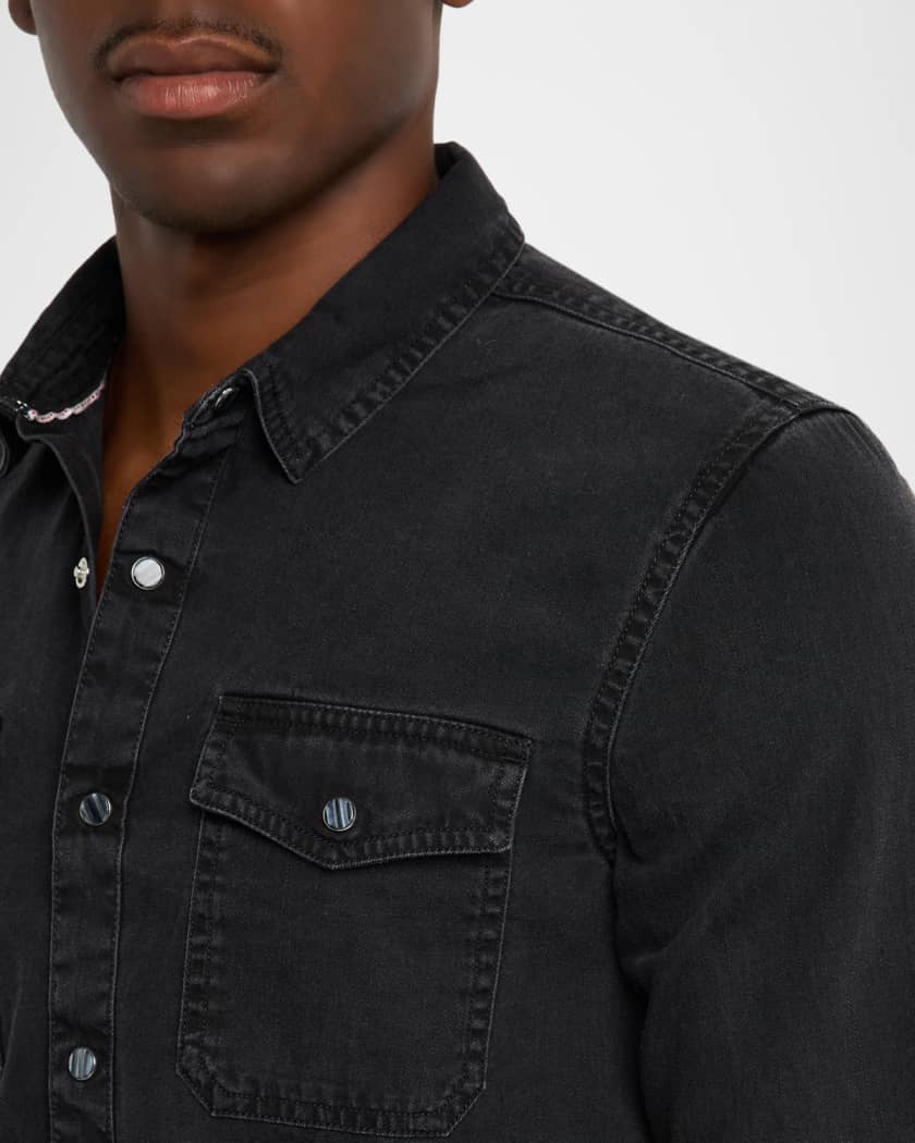 Men's Otto Black Denim Snap-Front Western Shirt