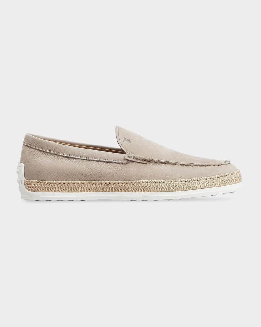 Tod's Men's Pantofola Leather Raffia Loafers | Neiman Marcus
