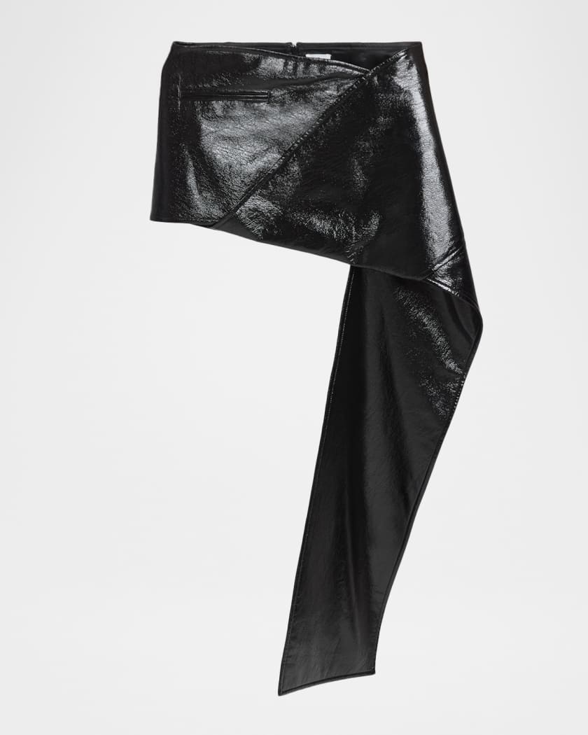 Courreges Side-Drape Vinyl Mini Skirt Neiman Marcus