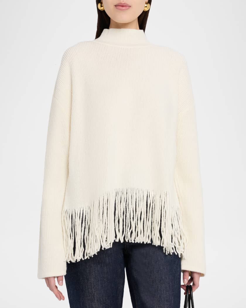Rails Lise Fringe Mock-Neck Sweater | Neiman Marcus