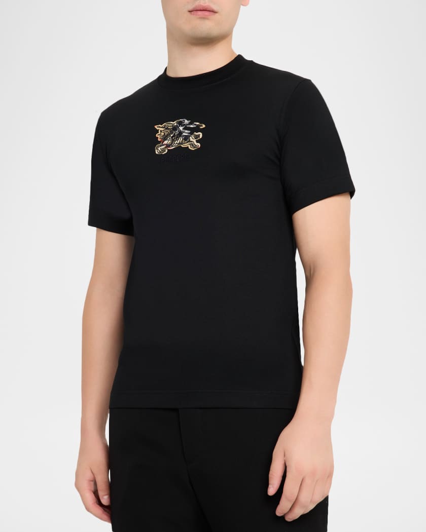 Burberry Men's Embroidered EKD Check Logo Slim-Fit Cotton T