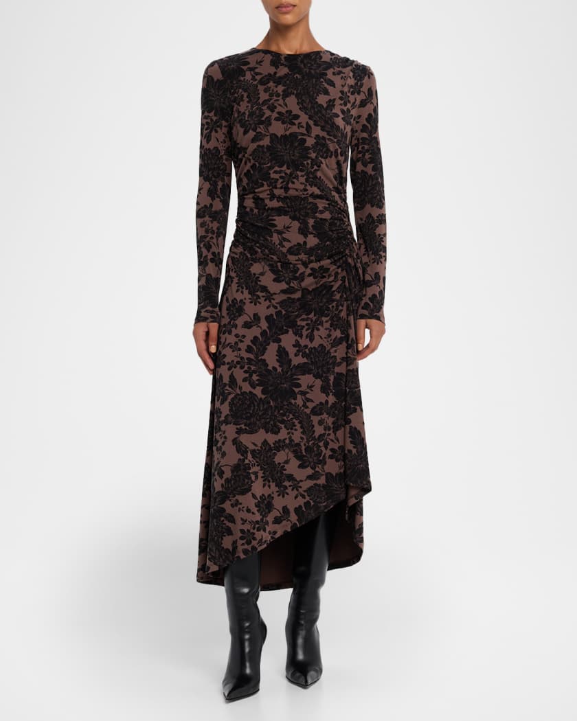 Theodora Floral Long-Sleeve Midi Dress