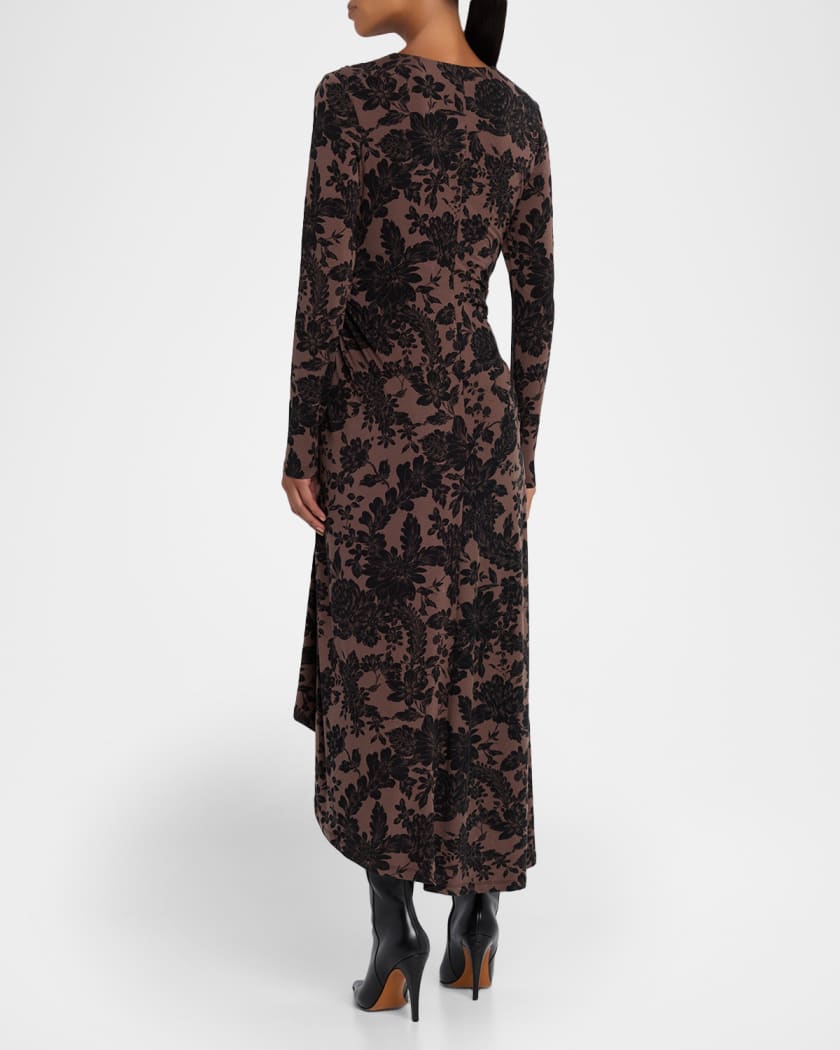 Theodora Floral Long-Sleeve Midi Dress
