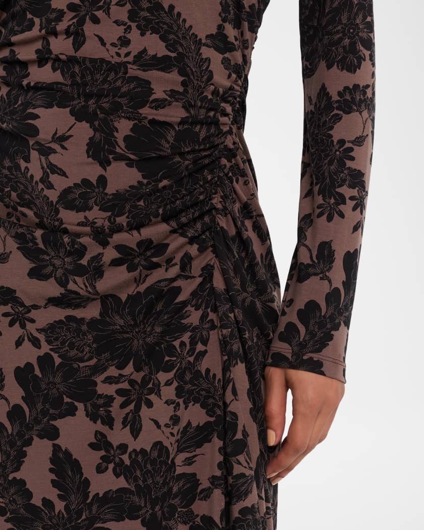 Theodora Floral Long-Sleeve Midi Dress