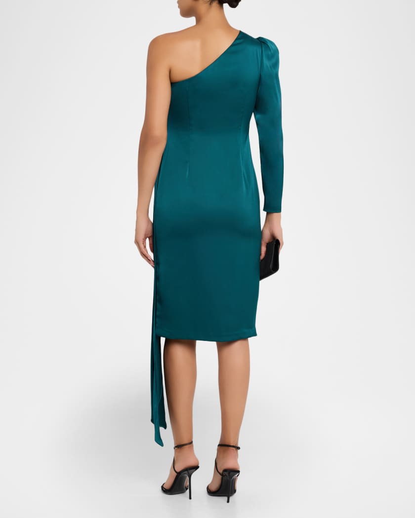 green emerald velvet dress Petal and Pup Women's Dame One Shoulder Midi Dress main image 0