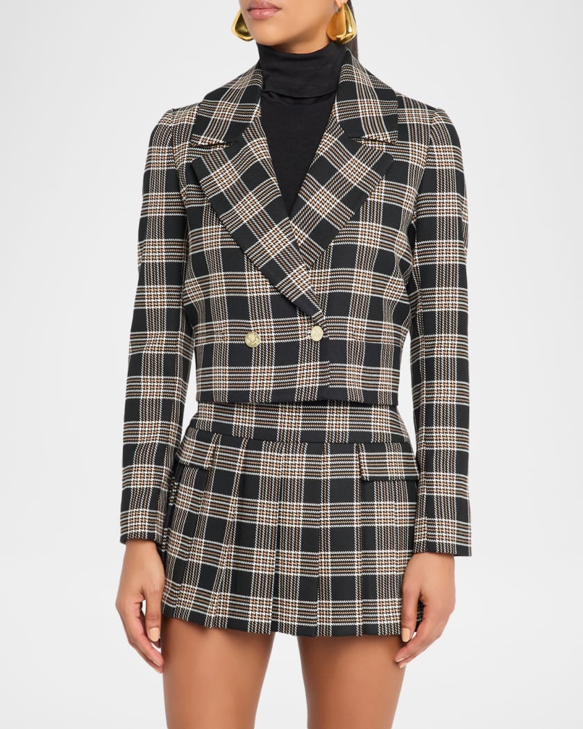 Avery Plaid Double-Breasted Blazer