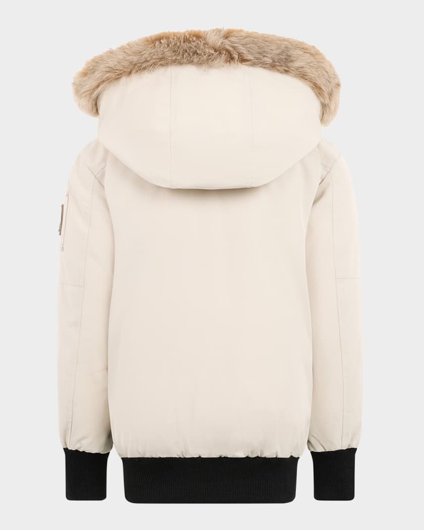 Kid's Shearling-Trim Down Bomber Jacket, Size XS-XL