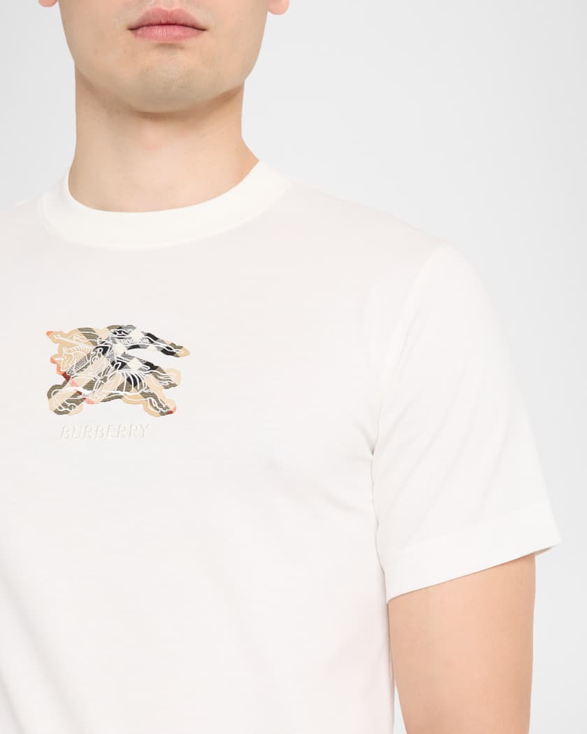 Burberry Men's Embroidered EKD Check Logo Slim-Fit Cotton T