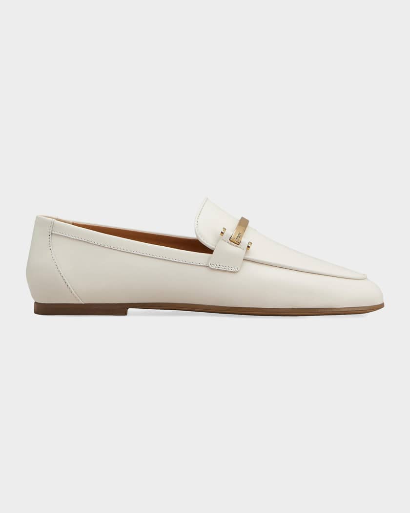 Tod's Leather Women Loafer Flats - White