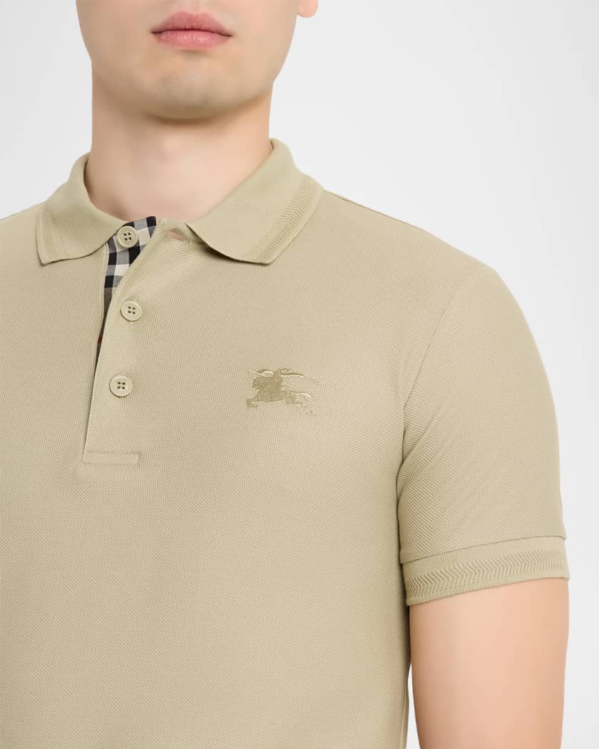 Burberry Men's Check-Placket Embroidered EDK Pique Polo Shirt - Main Image