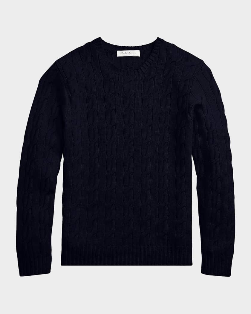 Ralph Lauren Purple Label Men's Cashmere Cable-Knit Crewneck