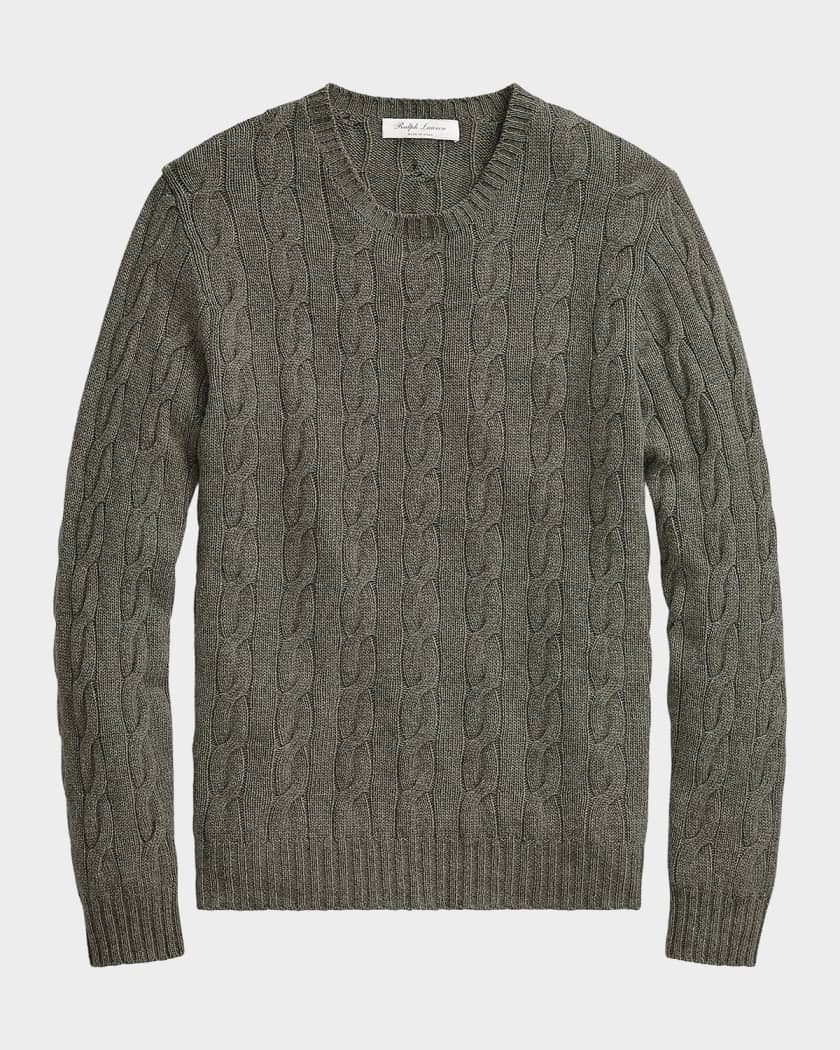 Ralph Lauren Purple Label Men's Cashmere Cable-Knit Crewneck