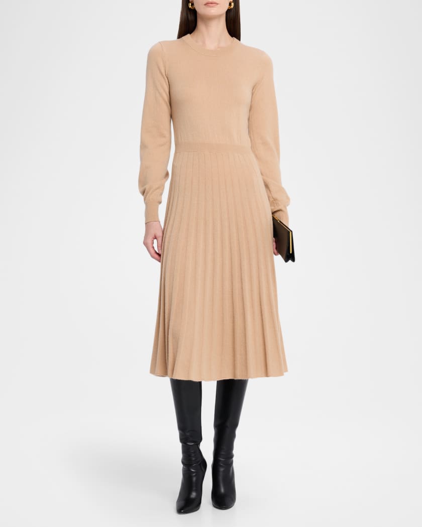 Elie Tahari The Aviva Pleated Cashmere Midi Sweater Dress | Neiman Marcus