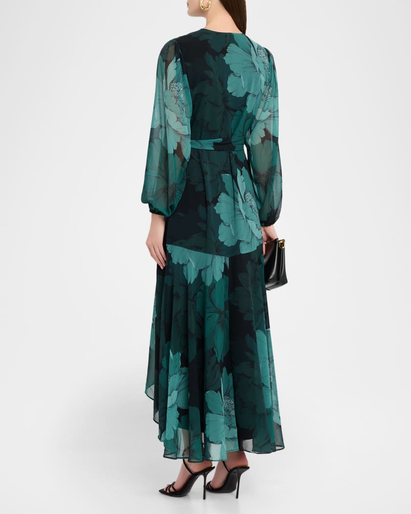 Hutch Bridge Floral Chiffon Wrap Dress | Neiman Marcus