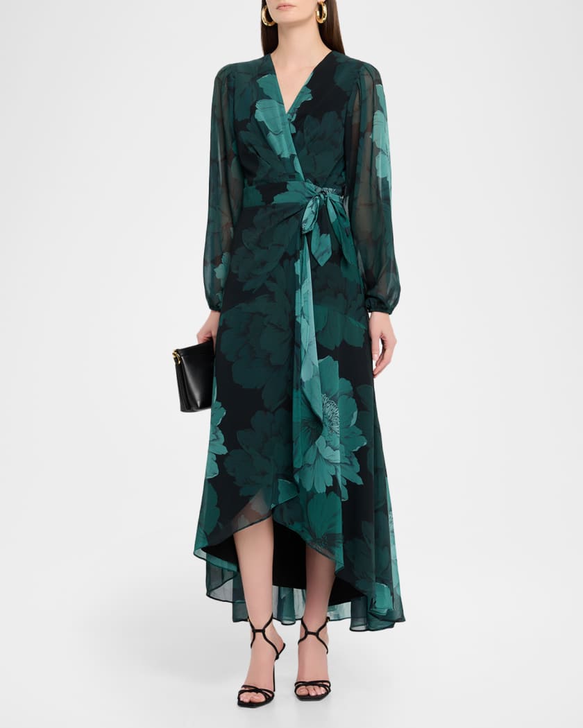 Hutch Bridge Floral Chiffon Wrap Dress | Neiman Marcus
