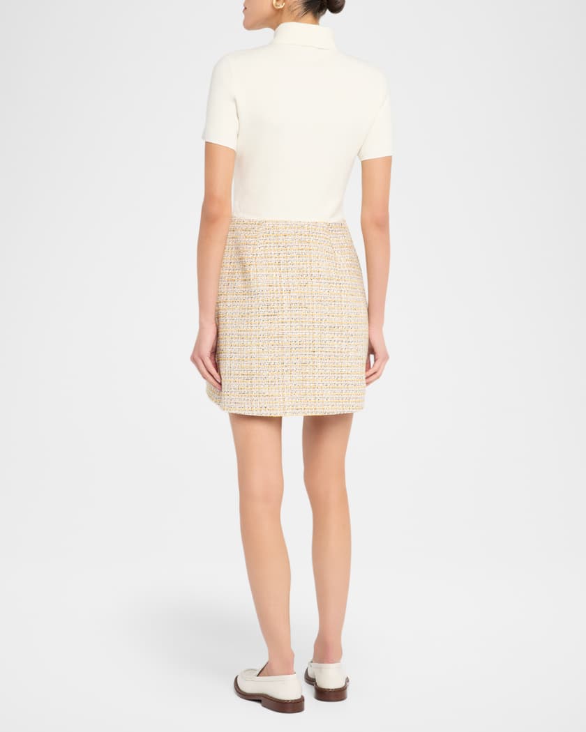 Short-Sleeve Combo Mini Dress
