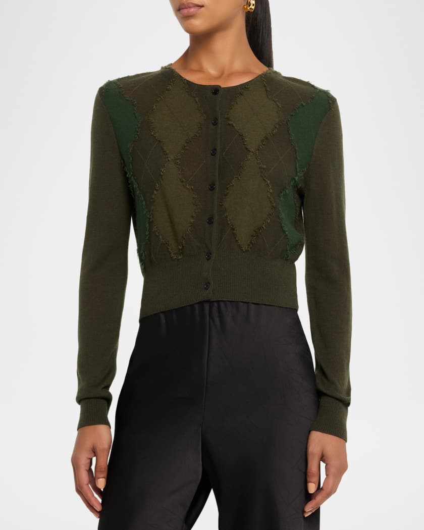Cashmere and Wool Argyle Cardigan