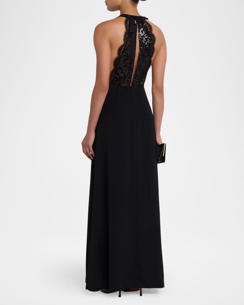 Chantal Sequined Plunging Cutout Gown