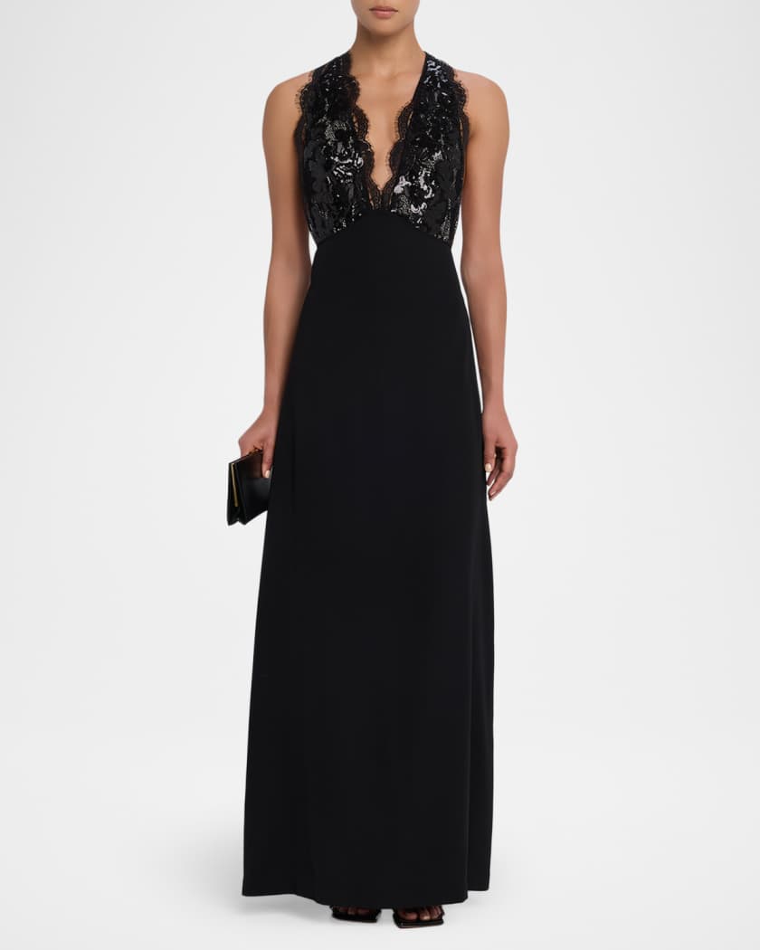 Chantal Sequined Plunging Cutout Gown